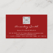 Red Gold Quality Nails Script QR-Logo Visitenkarte (Rückseite)