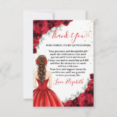 Red & Gold Quinceañera Custom Thank You Card Dankeskarte (Vorderseite)