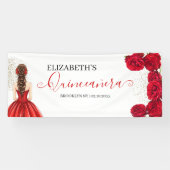 Red & Gold Quinceañera Custom Welcome Banner (Horizontal)