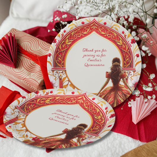 Red Gold Quinceañera Dress Custom Pappteller