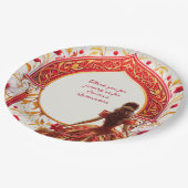 Red Gold Quinceañera Dress Custom Pappteller (Schrägansicht)