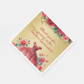 Red Gold Quinceañera Dress Event Partyware Serviette (Ecke)