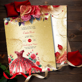 Red Gold Quinceanera Dress Zeremonie Empfang