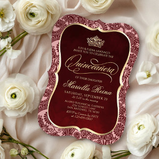 Red Gold Quinceañera Einladung