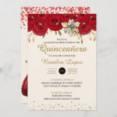 Red Gold Quinceanera Einladung Gold Red Sweet 16 (Vorne/Hinten)