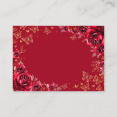 Red Gold Quinceanera Reception Details Begleitkarte (Rückseite)