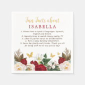 Red Gold Quinceñera Party Spaß Fakten Napkins Serviette (Vorderseite)