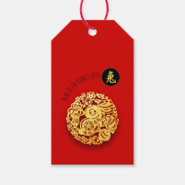 Red Gold Rabbit Papercut Chinesisches Neujahr 2023 Geschenkanhänger