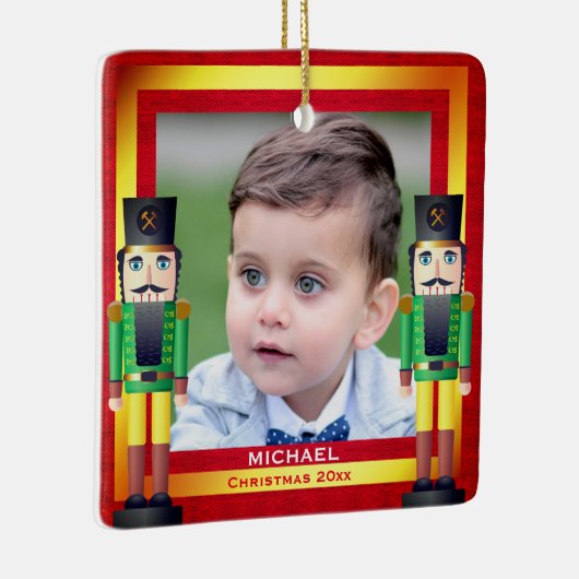 Red & Gold Rahmen & Nutcracker Weihnachten Keramikornament (Rechts)