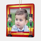 Red & Gold Rahmen & Nutcracker Weihnachten Keramikornament (Links)