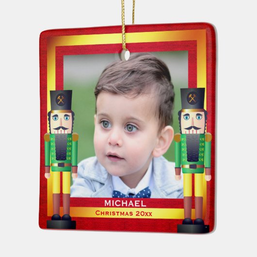 Red & Gold Rahmen & Nutcracker Weihnachten Keramikornament (Links)