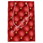 Red Gold Red Diamond Tufed Custom Text Geschenktas Mittlere Geschenktüte (Vorderseite)
