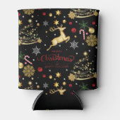 Red Gold Rentier Frohe Weihnachtsbaum Dosenkühler (Vorderseite)