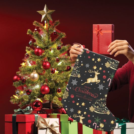 Red Gold Rentier Frohe Weihnachtsbaum Kleiner Weihnachtsstrumpf