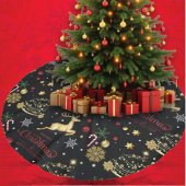 Red Gold Rentier Frohe Weihnachtsbaum Polyester Weihnachtsbaumdecke