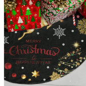 Red Gold Rentier Frohe Weihnachtsbaum Polyester Weihnachtsbaumdecke