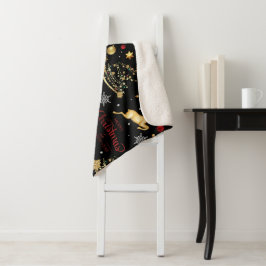 Red Gold Rentier Frohe Weihnachtsbaum Sherpadecke