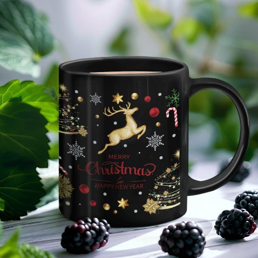 Red Gold Rentier Frohe Weihnachtsbaum Tasse