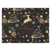 Red Gold Rentier Frohe Weihnachtsbaum Tischdecke (Vorderseite (Horizontal))