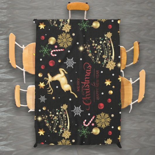 Red Gold Rentier Frohe Weihnachtsbaum Tischdecke