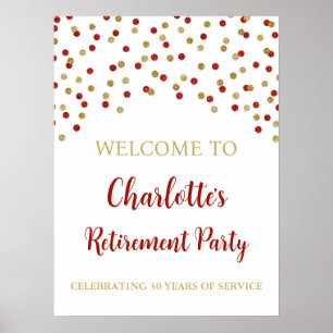 Red Gold Retirement Party Custom 18x24 Poster
