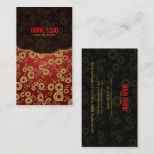 Red & Gold Retro Circle Random Muster Visitenkarte (Vorne/Hinten)
