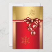 Red Gold Ribbon Bauble Weihnachtsfeiertag Einladun Einladung (Rückseite)
