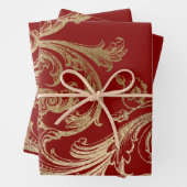Red Gold Rokoko Baroque Swirl Geschenkpapier Set (Beispiel)