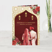 Red Gold Rose Blues All in One Sikh Wedding Einladung (Vorderseite)