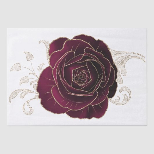 Red Gold Rose Floral Watercolor Decoupage Seidenpapier (Vorderseite)