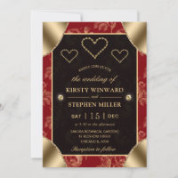 Red & Gold Rose Muster & Goldene Herzen Hochzeiten
