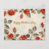 Red Gold Rose Vintag Muttertag Feiertagspostkarte (Vorderseite)
