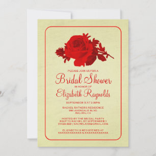 Red Gold Rustic Floral/Flower Bridal Shower Invite Einladung