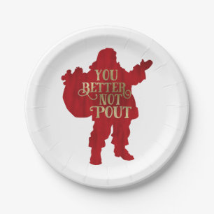 Red & Gold Santa Toy Tasche Sie besser nicht ausge Pappteller