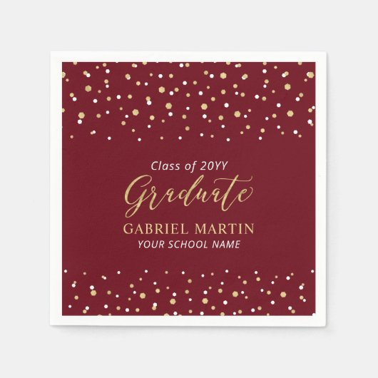 Red & Gold School Abschluss Zeremonie Party Serviette (Vorderseite)