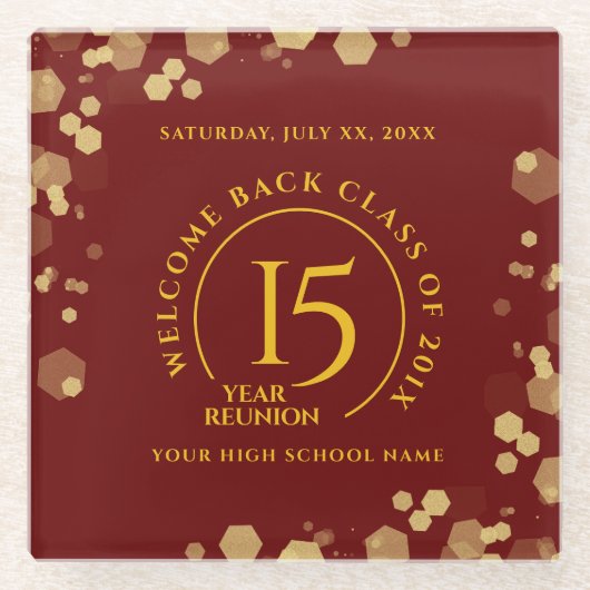 Red & Gold School College Class Glasuntersetzer (Vorderseite)