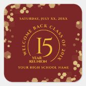Red & Gold School College Class Quadratischer Aufkleber (Vorderseite)
