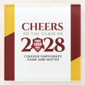 Red Gold School Uni University Abschluss Glasuntersetzer (Vorderseite)