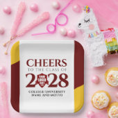 Red Gold School Uni University Abschluss Pappteller (Party)