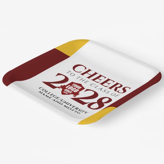 Red Gold School Uni University Abschluss Pappteller (Gewinkelt)