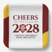 Red Gold School Uni University Abschluss Pappteller (Vorderseite)