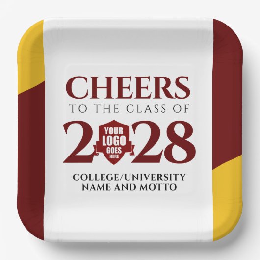 Red Gold School Uni University Abschluss Pappteller (Vorderseite)