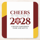 Red Gold School Uni University Abschluss Rechteckiger Pappuntersetzer (Vorderseite)