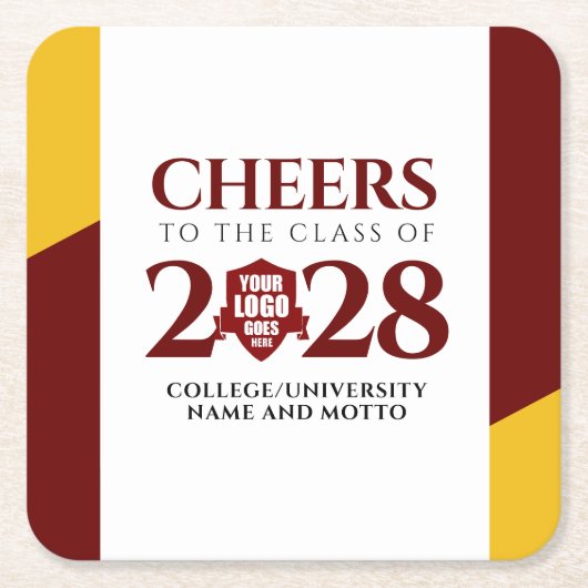 Red Gold School Uni University Abschluss Rechteckiger Pappuntersetzer (Vorderseite)