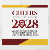 Red Gold School Uni University Abschluss Schaumweinetikett (Einzelnes Label)