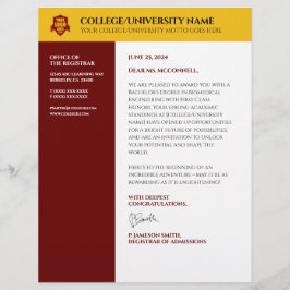 Red Gold School Uni University Letterhead Briefbogen