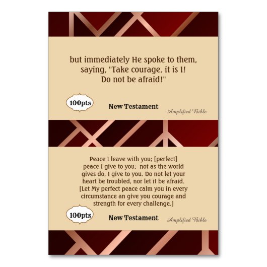 Red Gold Scripte Card für das Spiel Tischnummer (Rückseite)