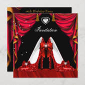 Red Gold Shoes der Geburtstagspartei Einladung (Vorne/Hinten)