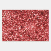 Red Gold Silver Glitzer Sparkle Geschenkpapier Set (Vorderseite)