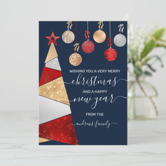 Red Gold Silver Glitzer Tree Ornamente Weihnachten (Stehend Vorderseite)